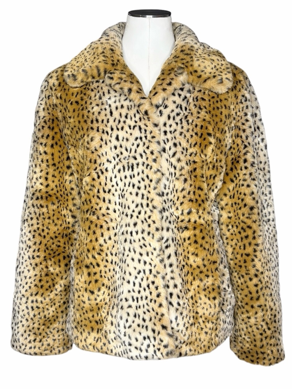 Vintage Cole B Faux Fur Leopard Print Coat size Large